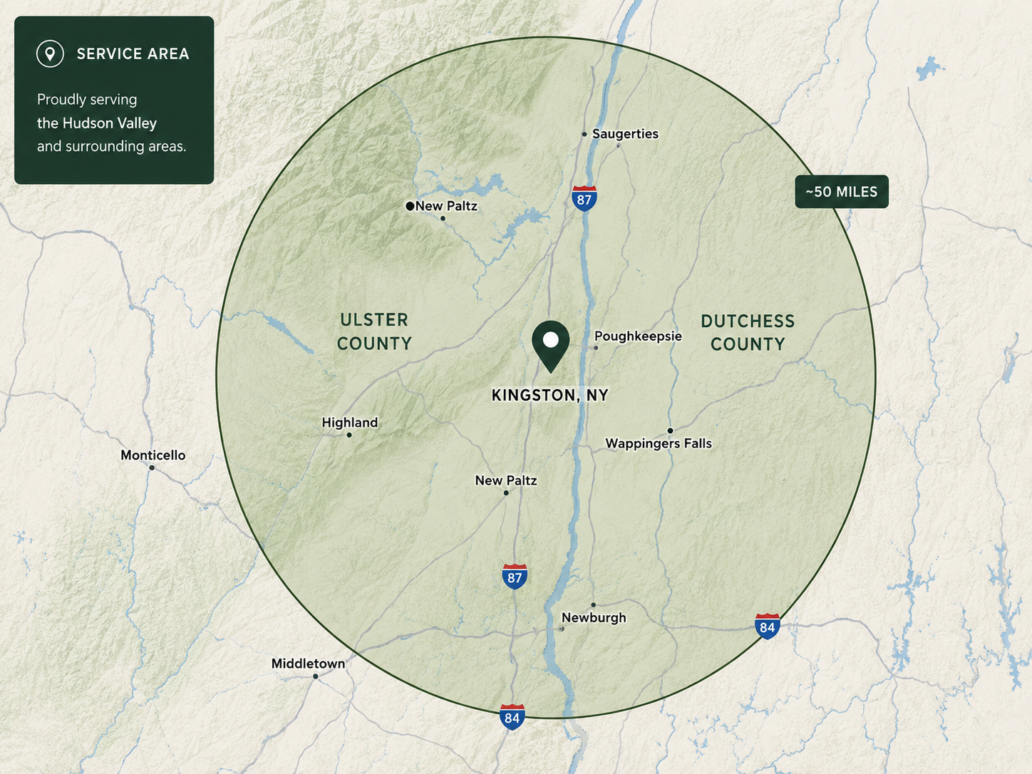 Hudson Valley service area map